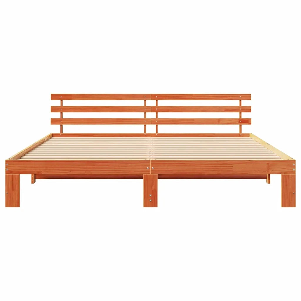 Letto matrimoniale | Letto per adulti | Struttura del letto Marrone cerato 180 x 200 cm Pino massello