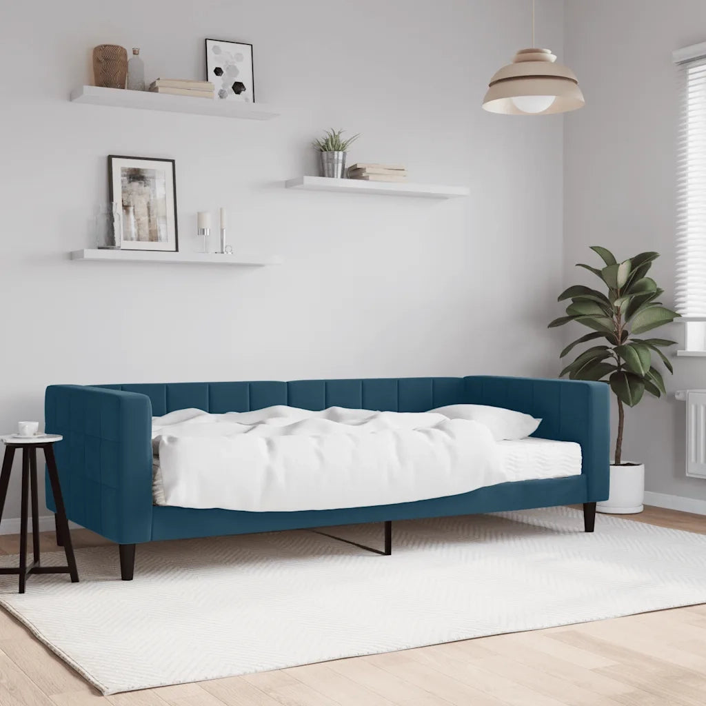 Divano letto | Sof¨¤ letto | Letto singolo con Materasso Blu 90x200 cm in Velluto