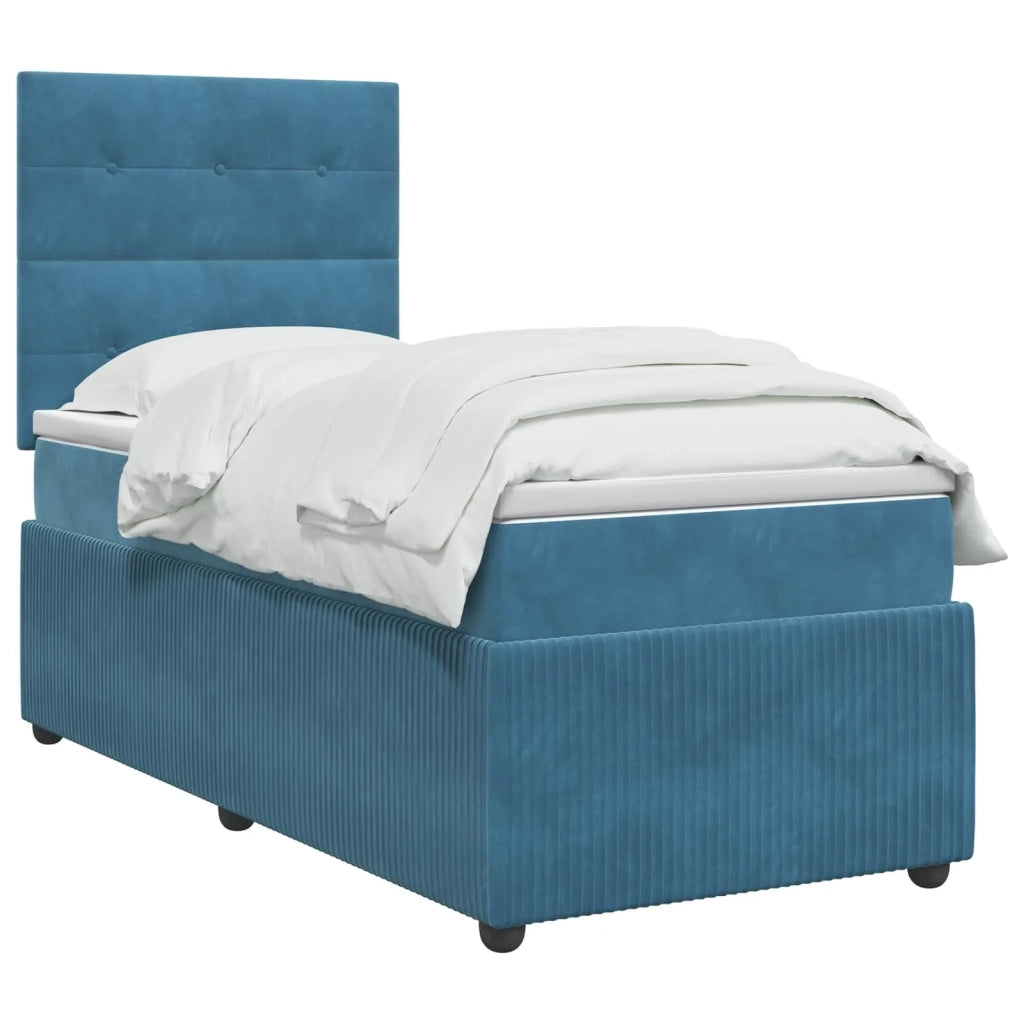 Letto box spring con materasso Blu 90 x 200 cm Velluto 3454533