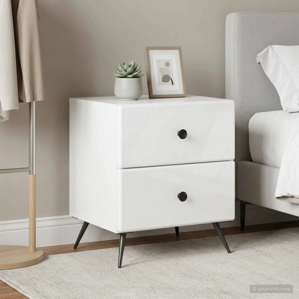 Armadio da Notte 2 pcs Bianco Lucido 43 x 34,5 x 47,5 cm 895454