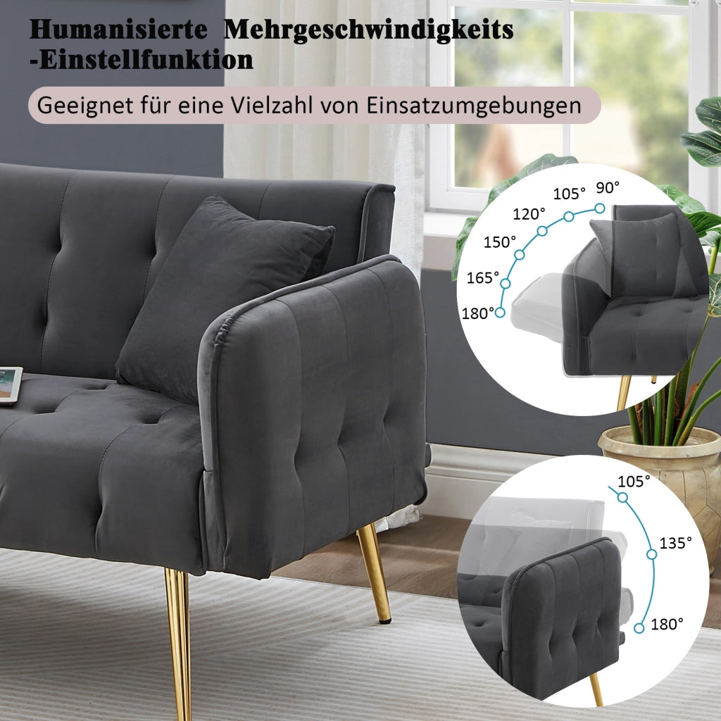 SOFÀ LETTO 2 POSTI 215x81,5 cm Velluto Grigio Antico