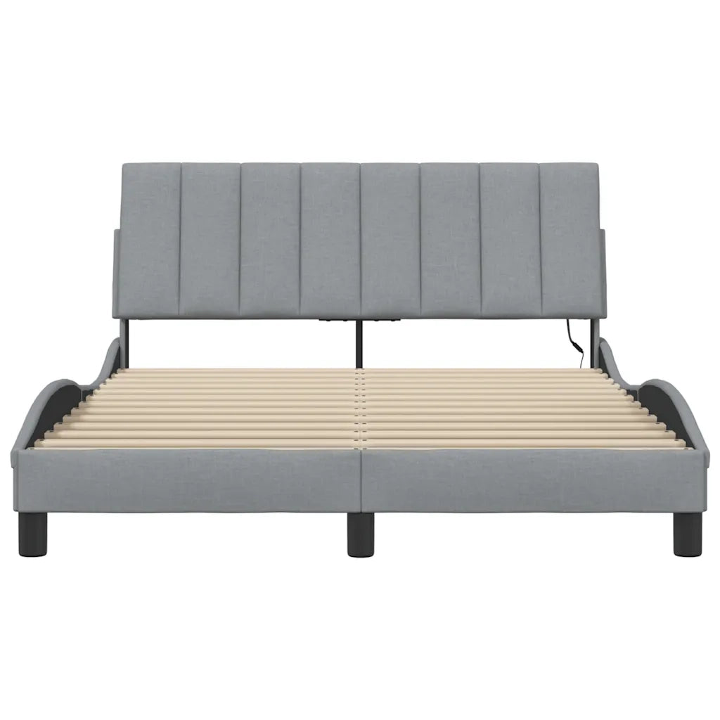 Letto matrimoniale | Letto per adulti | Giroletto senza Materasso Hanko Grigio Chiaro 140x190 cm Tessuto