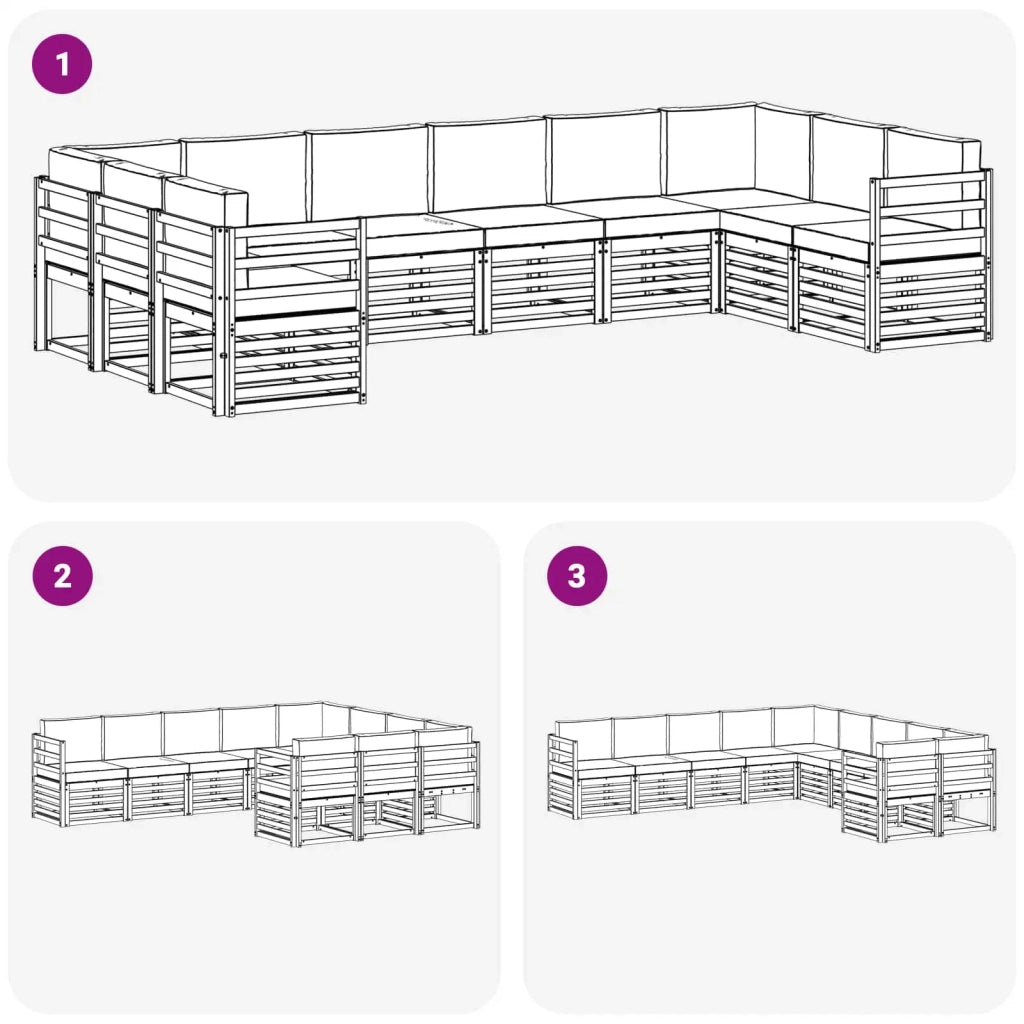 Set divano sezionale 10 pcs Bianco e Antracite 3392567