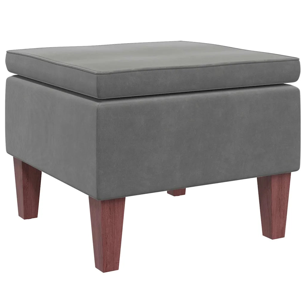 Poggiapiedi con Gambe in Legno Grigio Scuro in Velluto 329458