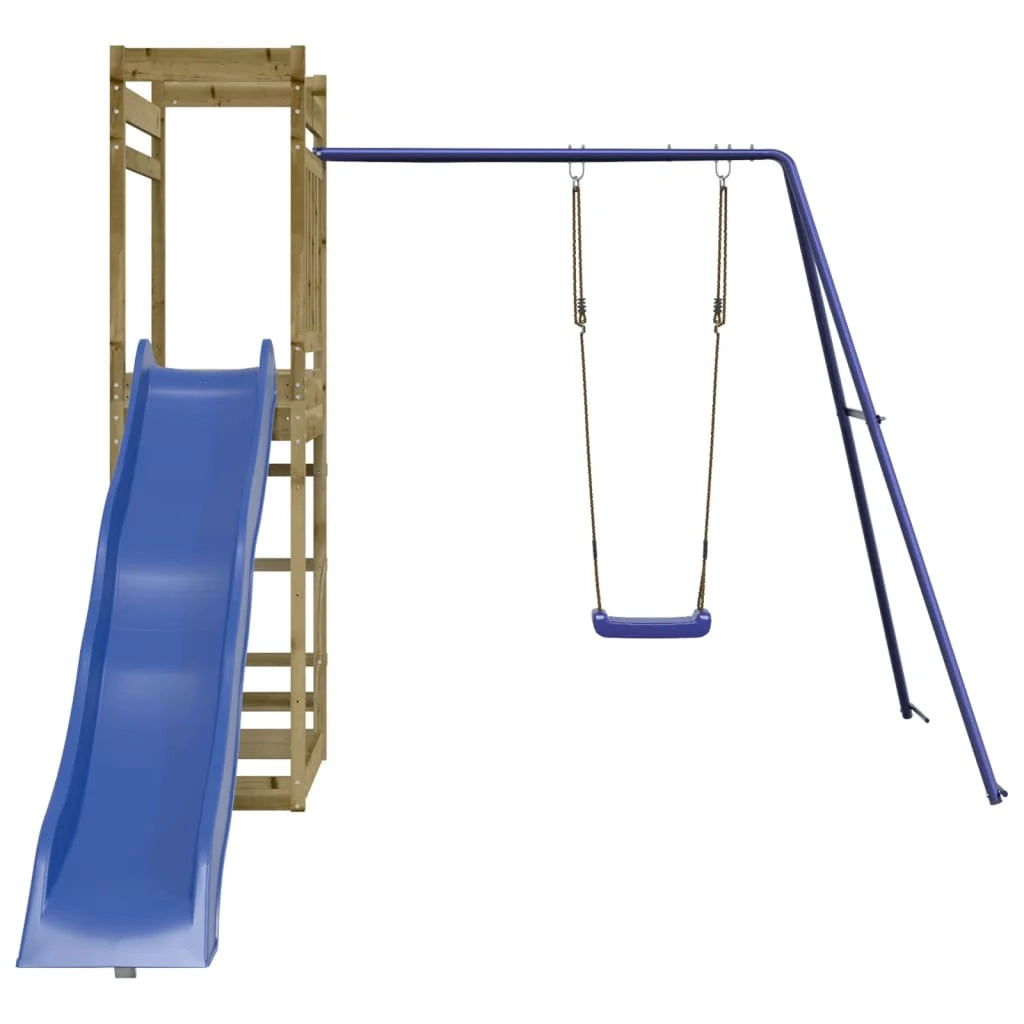 Area giochi all'aperto con altalene scivolo e robuste strutture per arrampicarsi giochi da giardino 246 x 349 x 207 cm legno di pino impregnato 02_0005023