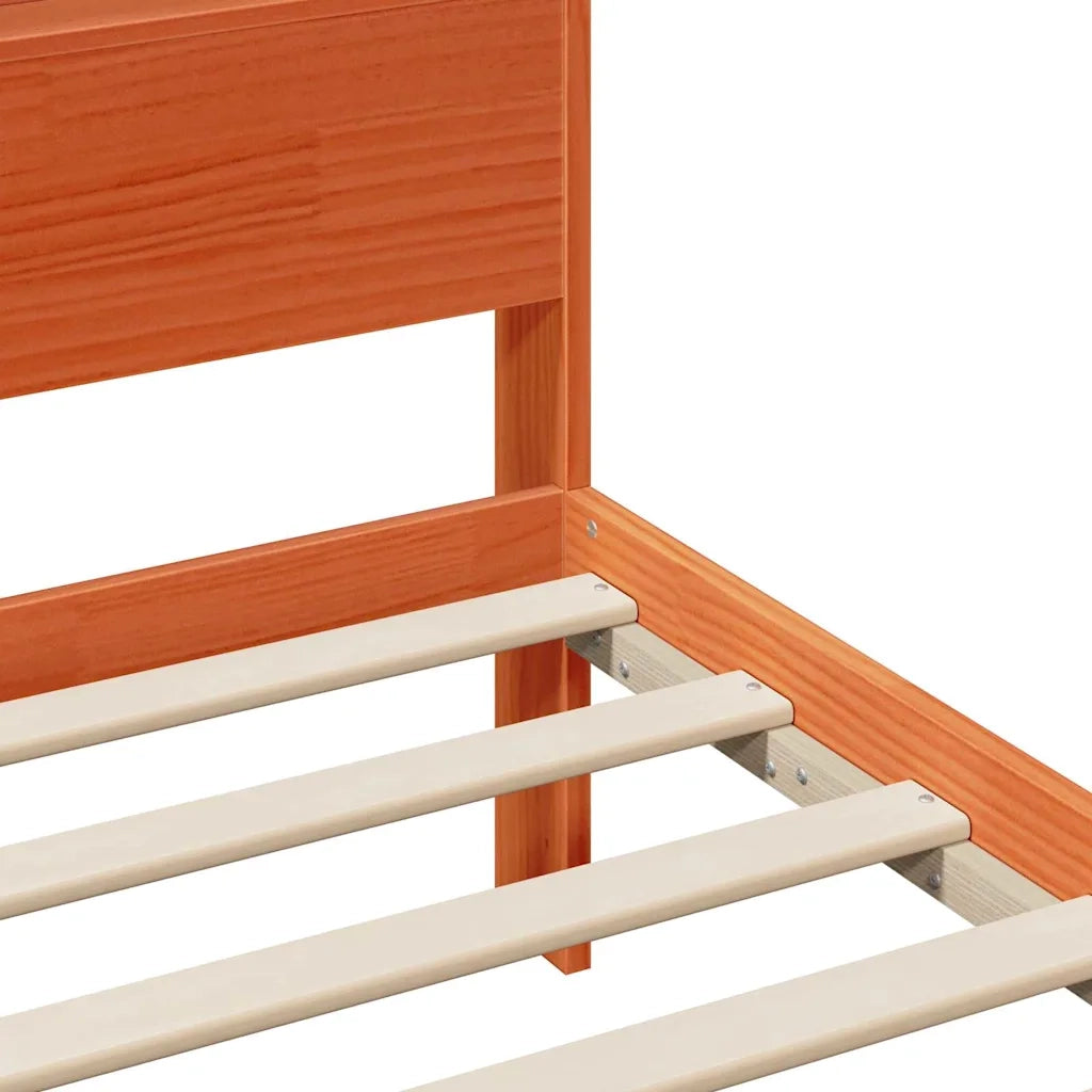 Letto singolo | Letto per adulti | Struttura del letto con testiera Marrone cerato 90 x 200 cm
