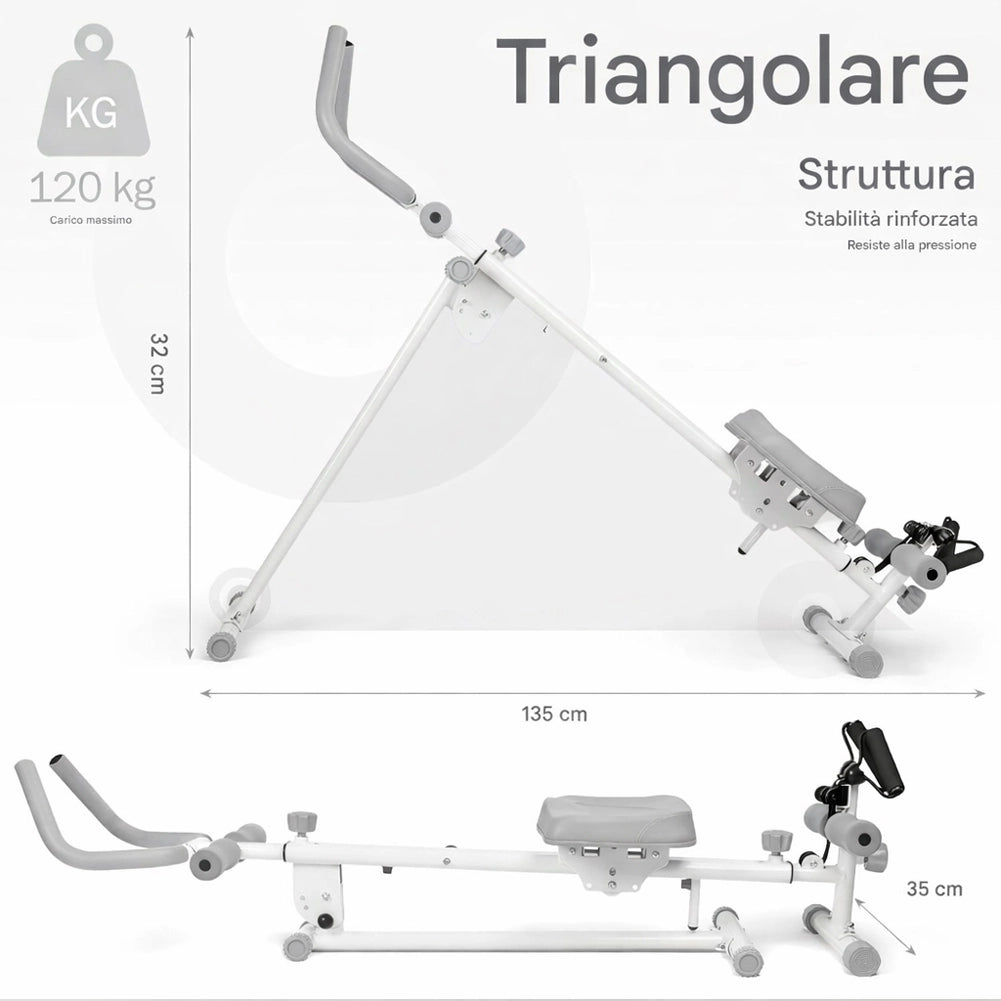 AB Machine Grigio Attrezzo Fitness per Addominali Multiuso Pieghevole Vogatore