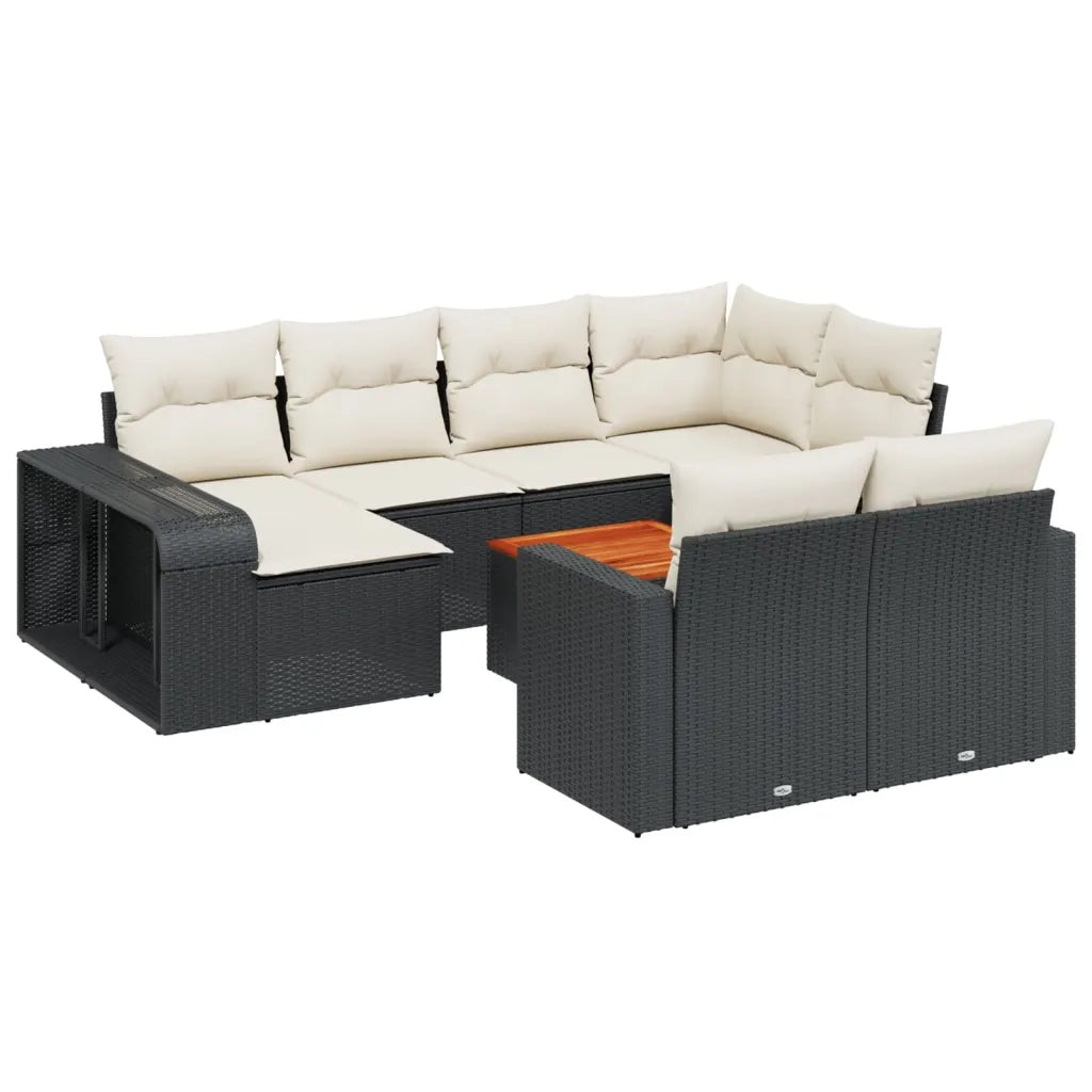 Set Divani da Giardino 11 pz con Cuscini in Polyrattan Nero 3228916