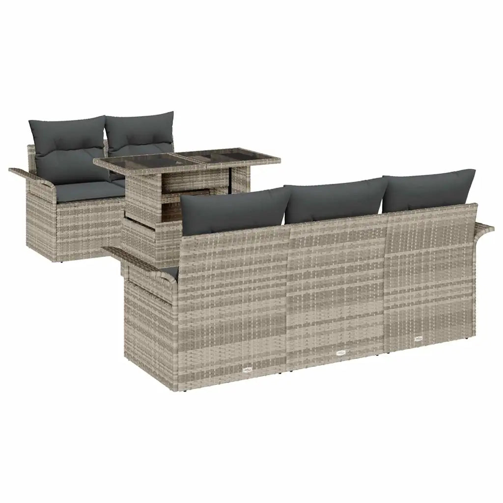 Set Divano da Giardino 6 pcs Grigio chiaro polyrattan 3348198