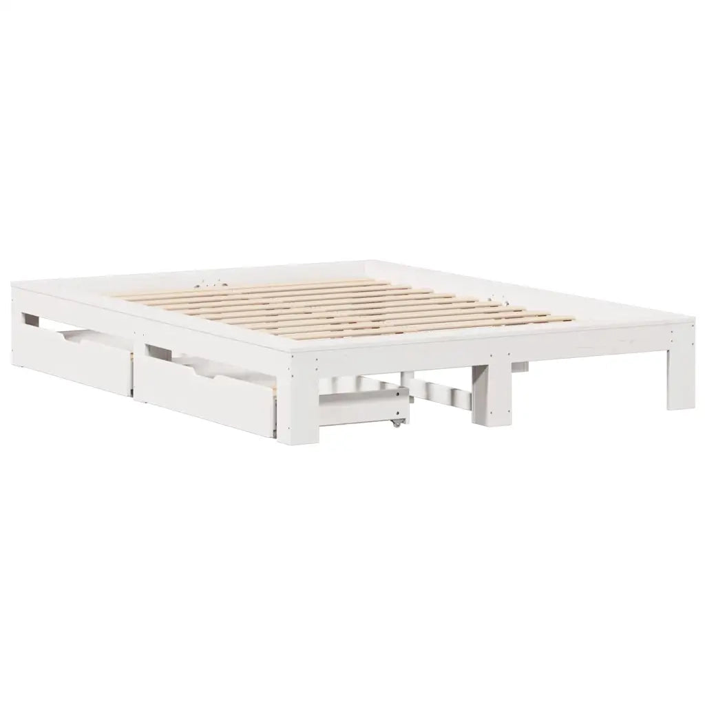 Letto senza Materasso-Struttura Letto Bianco 140x200 cm Legno Massello di Pino 399948