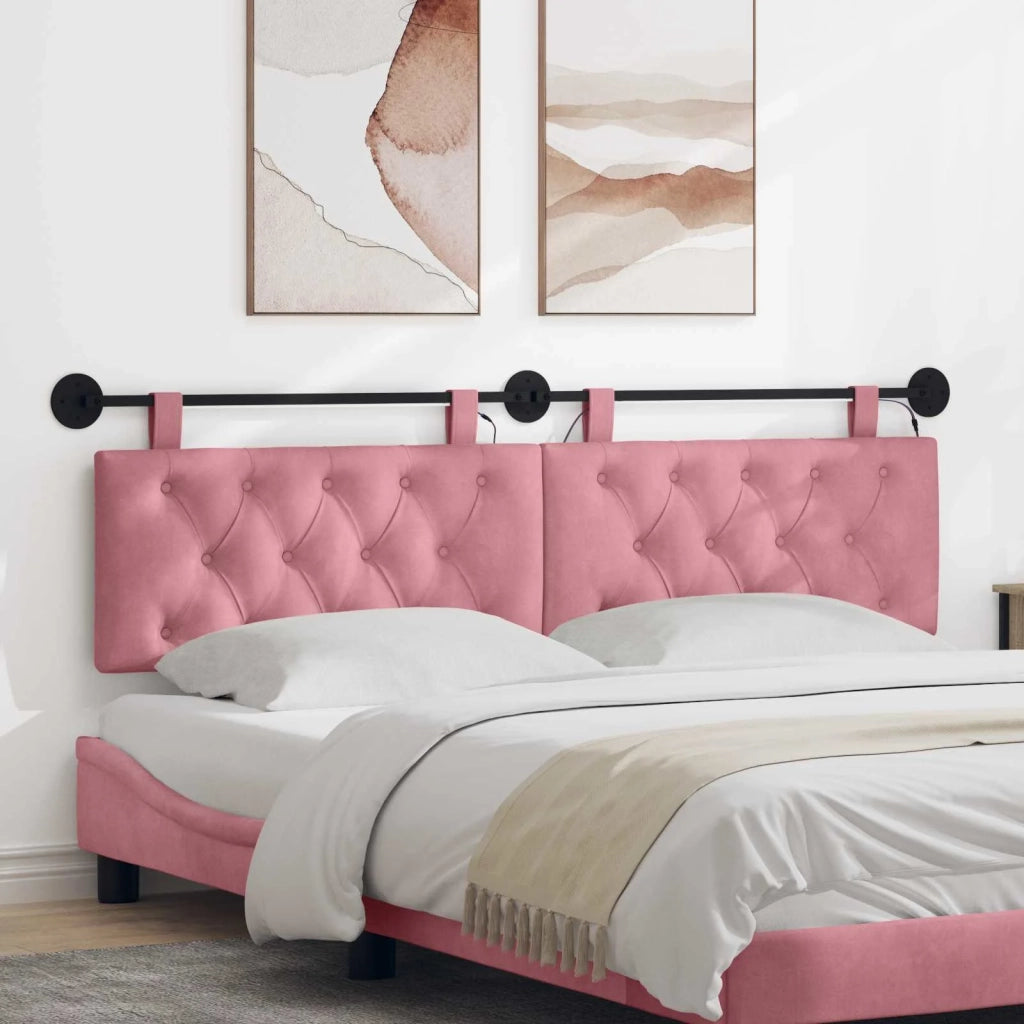 Testiera | Testata sospesa Con luce LED Rosa Velluto