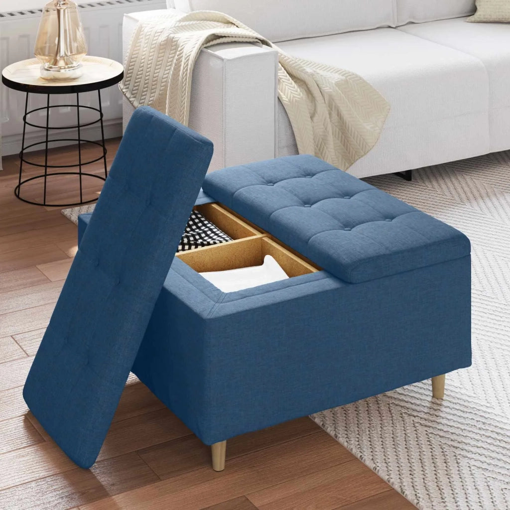 Pouf contenitore con cuscino Blu 80 x 80 x 45 cm Tessuto 876838