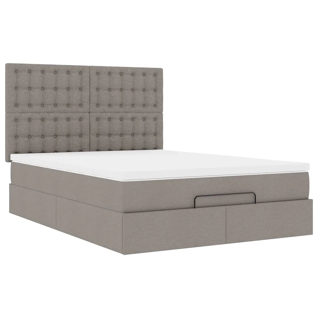 Struttura Letto Pouf con Materasso Tortora 140x200cm in Tessuto 3313331