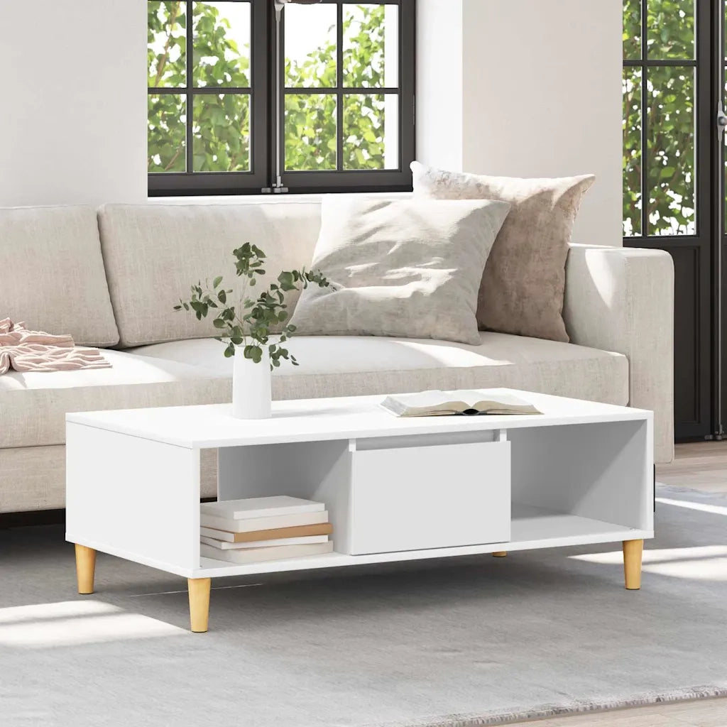 Tavolino da salotto Bianco 102 x 55 x 35 cm Legno multistrato 876189