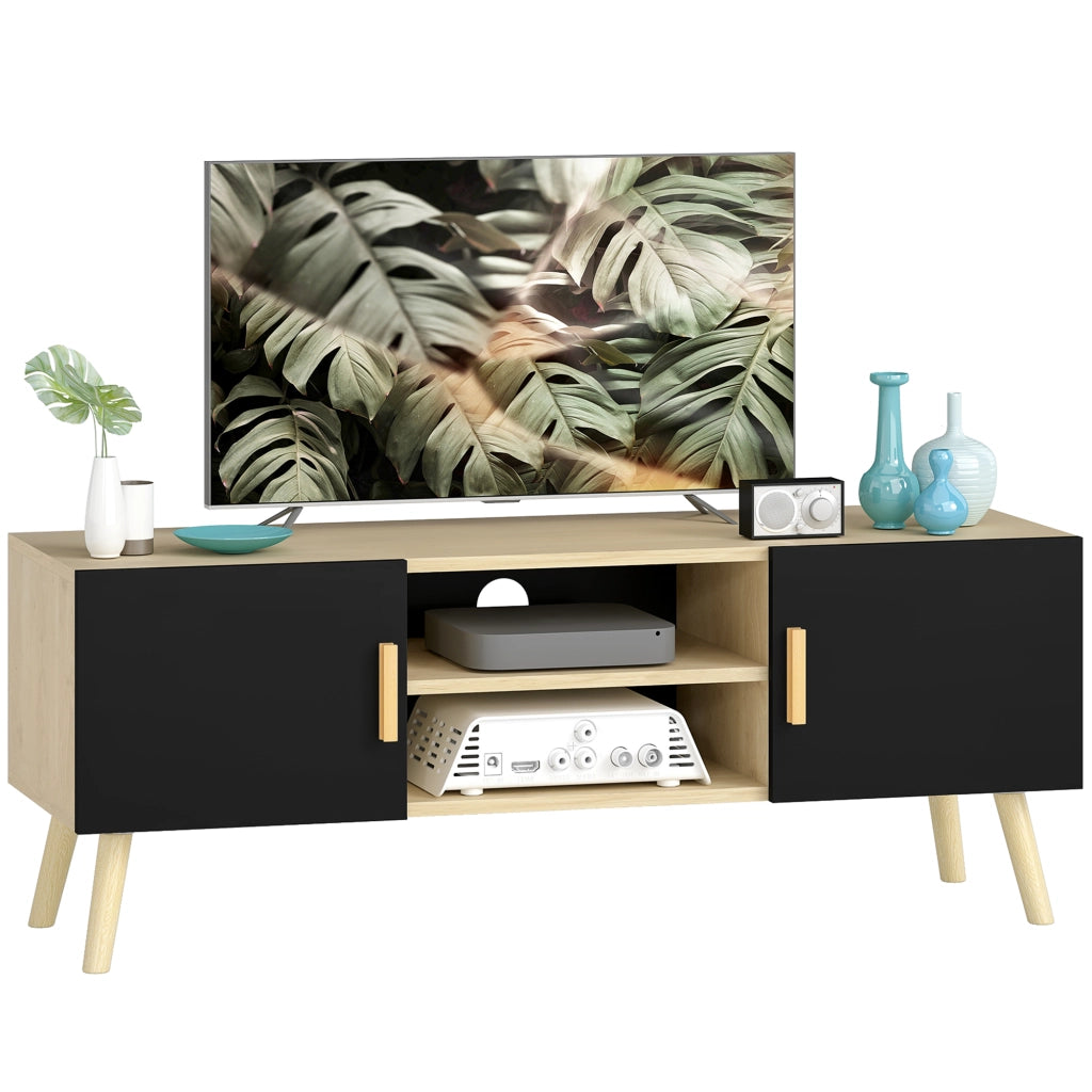 Mobile TV in legno con ripiani e ante ¨C Minimal ¨C Rovere 120x30x50