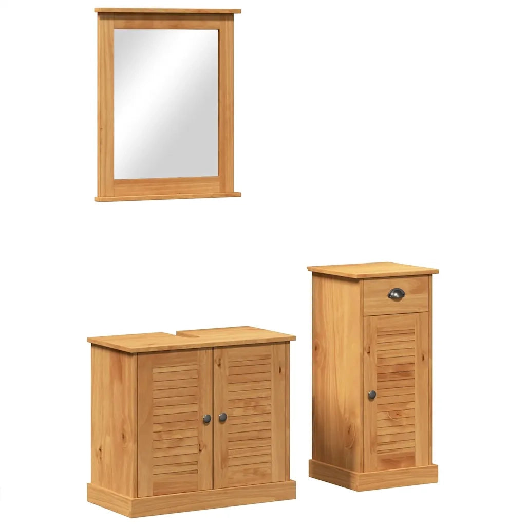 Set di mobili per il bagno con porta VIGO 3 pcs Marrone miele 3328543