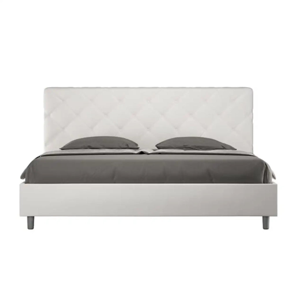 Letto senza rete imbottito 180x200 similpelle bianco Priya