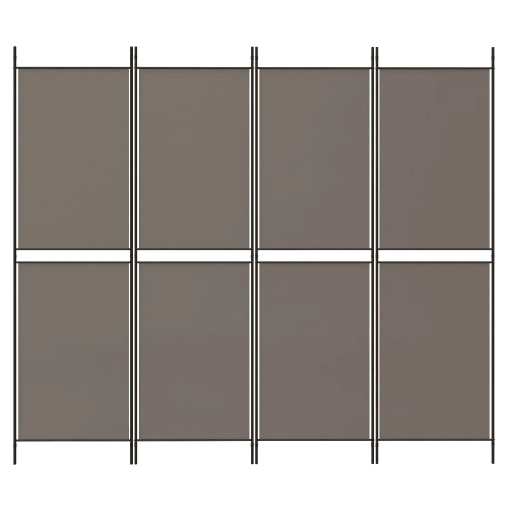 Divisorio Ambienti | Divider per stanze | Paravento a 4 Pannelli Antracite 200x180 cm Tessuto