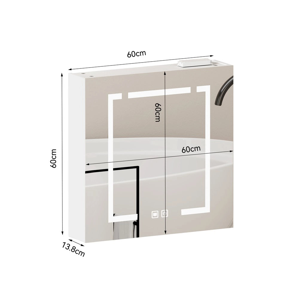 Armadietto Specchio con LED ¨C Xylo ¨C Bagno, Bianco, 60 cm
