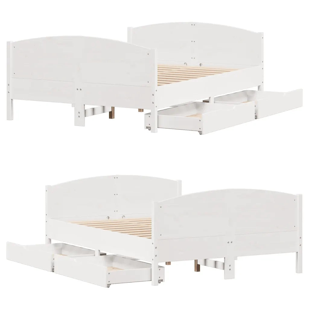 Letto senza Materasso-Struttura Letto Bianco 120x190 cm Legno Massello di Pino 266657
