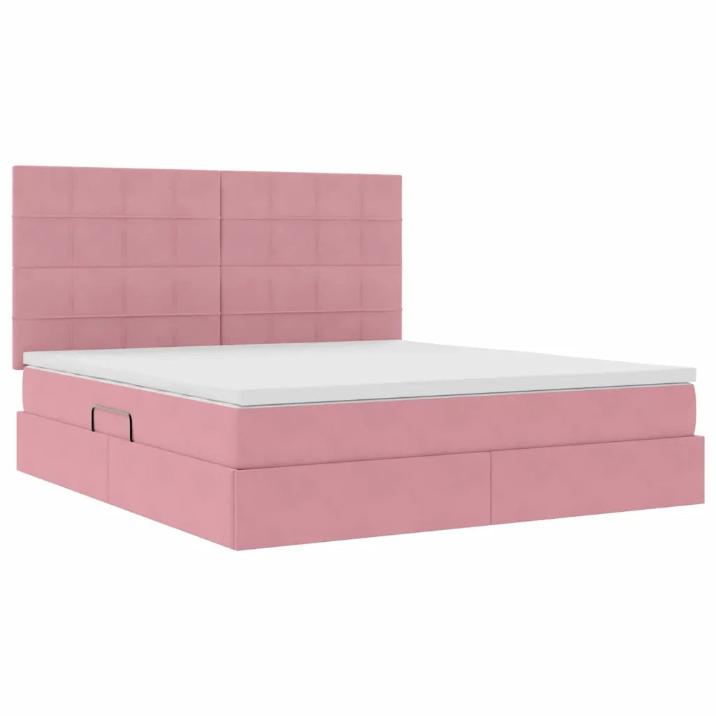 Letto con contenitore e LED con led Rosa 180 x 200 cm Velluto 3372686