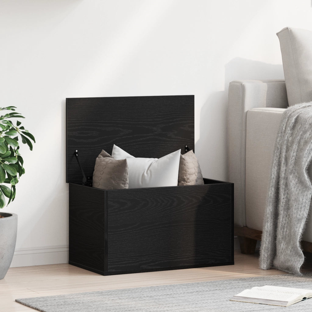 Scatola di stoccaggio  con coperchio in quercia nera 60x35x35 cm in legno ingegnerizzato