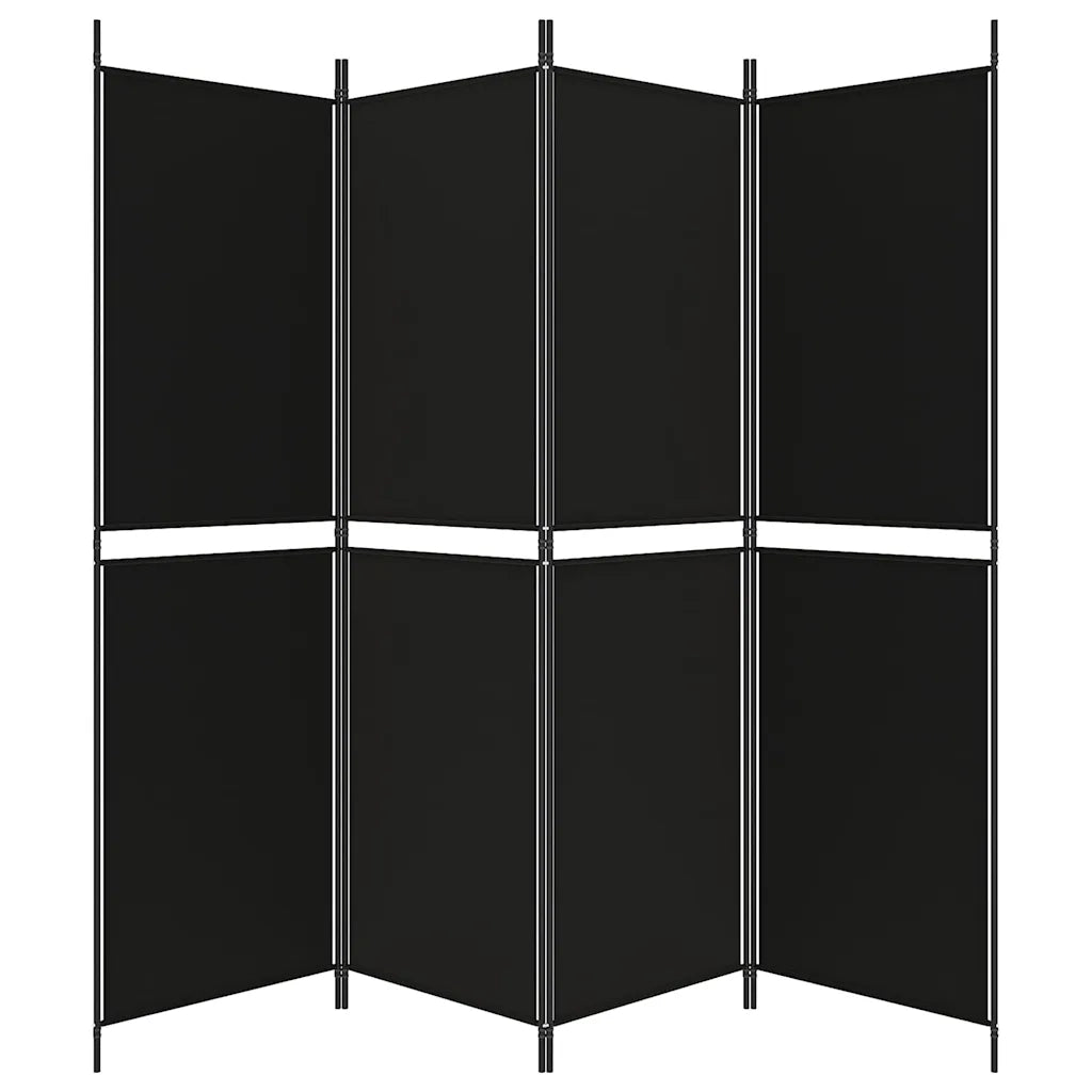 Divisorio Ambienti | Divider per stanze | Paravento a 4 Pannelli Nero 200x180 cm in Tessuto