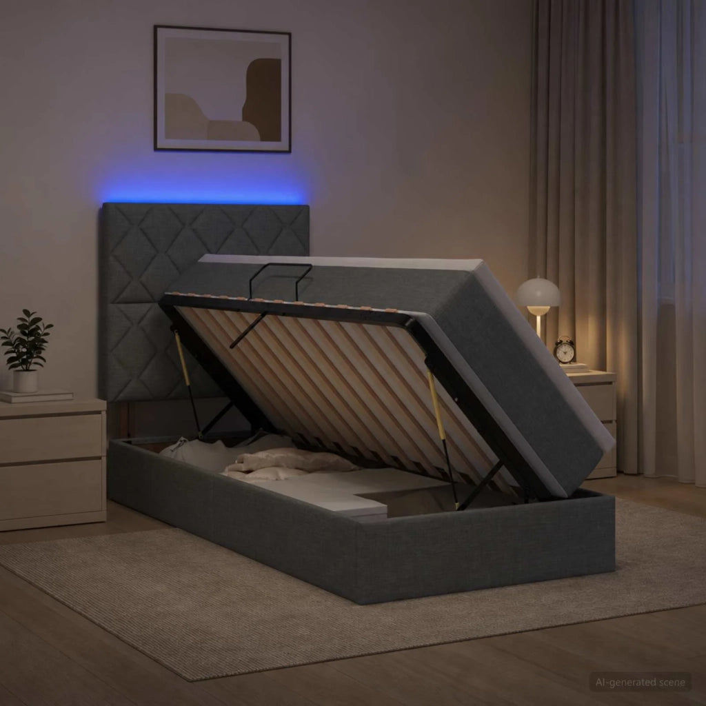 Letto con contenitore LED e materasso Grigio Scuro 90 x 190 cm 3459976