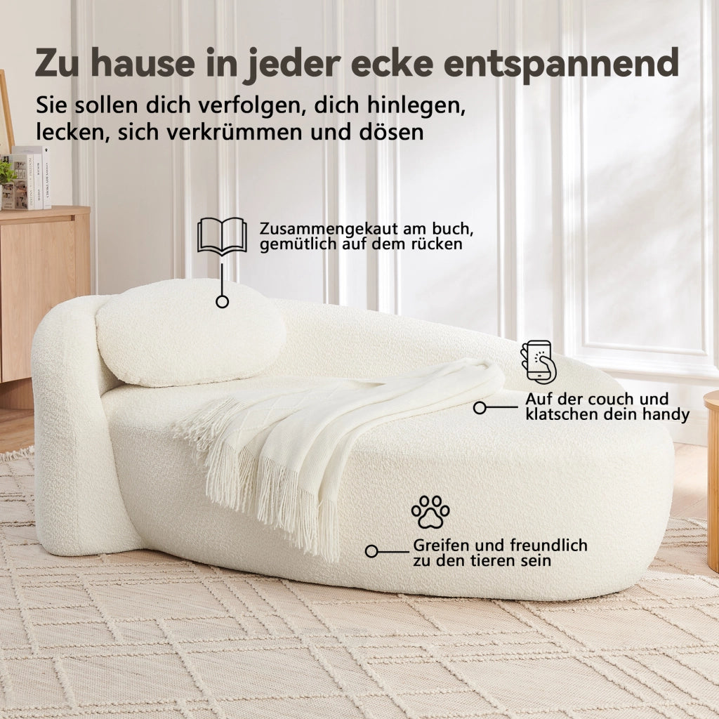 Divano dritto 1 posto con cuscino in schiuma, tessuto Teddy, Beige 102 × 33 × 32 cm