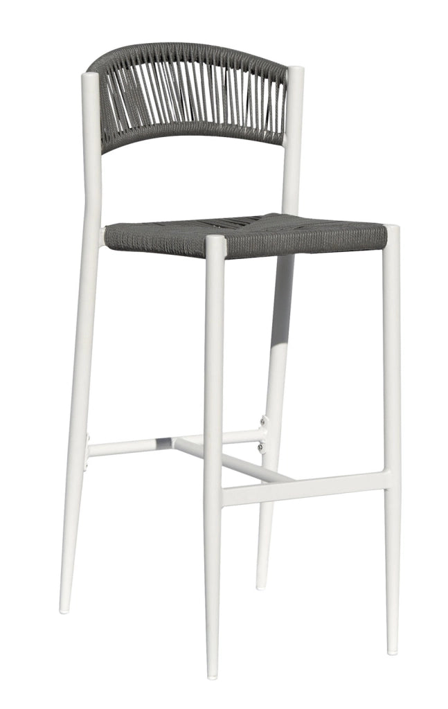 Sgabello Milano Contract In Alluminio  E Corda Color / Pz  1 Colore: Bianco/ Grigio
