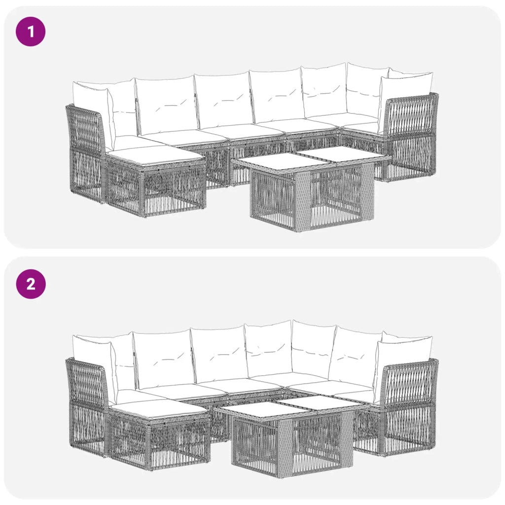 Set Divano da Giardino 8 pz Nero polyrattan 3436504
