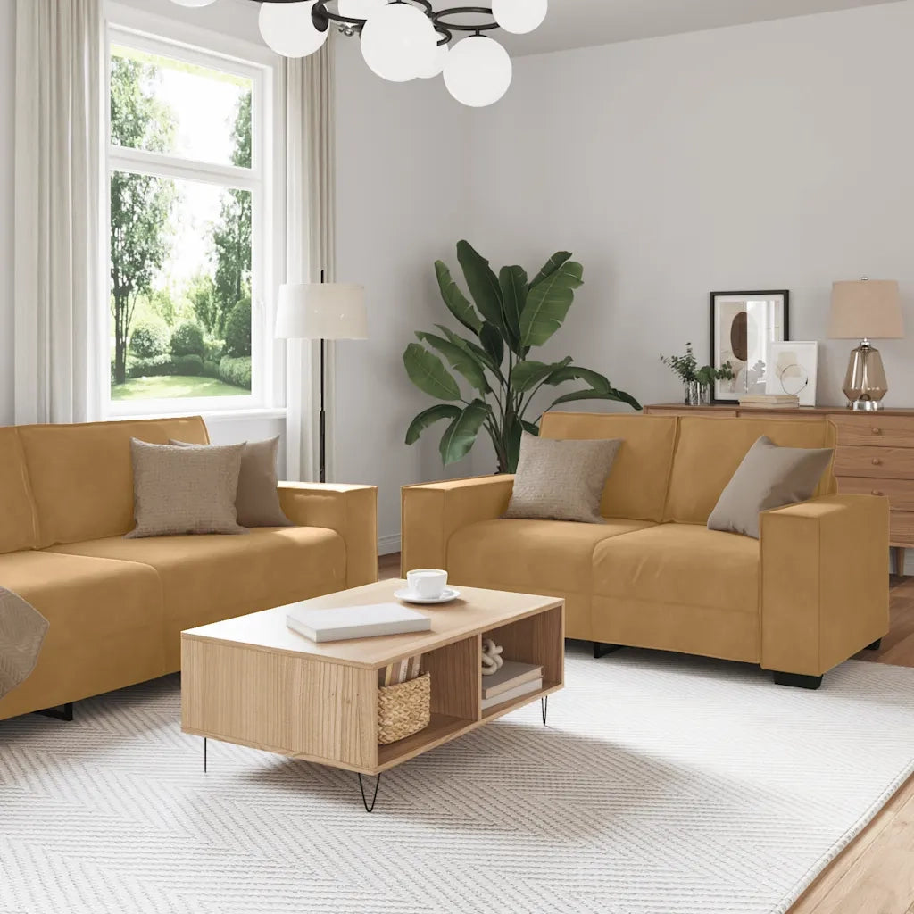 Set di Divani 2 pz con Cuscini Marrone in Velluto 3324707