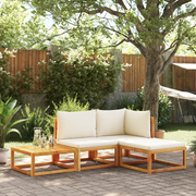 Set di divani da giardino 4 pezzi con cuscini in legno di acacia e rattan