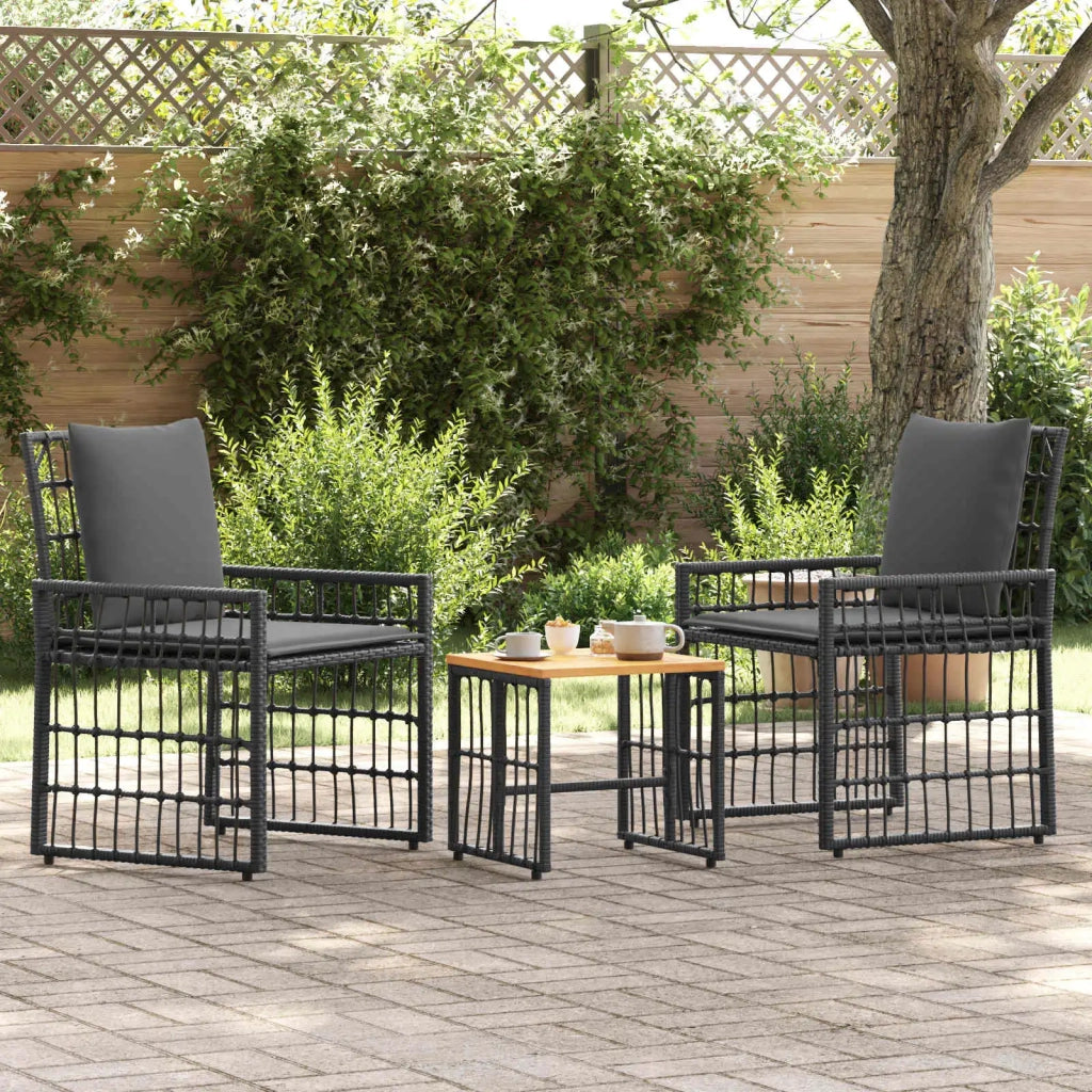 Set di Mobili da Esterno 3 pcs Nero e Grigio scuro 42025139