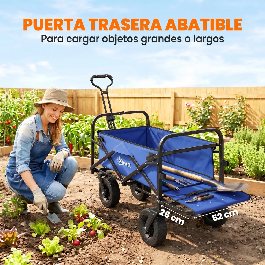 Carrello da Giardino Pieghevole ¨C Minimal ¨C Blu Scuro, 100 kg