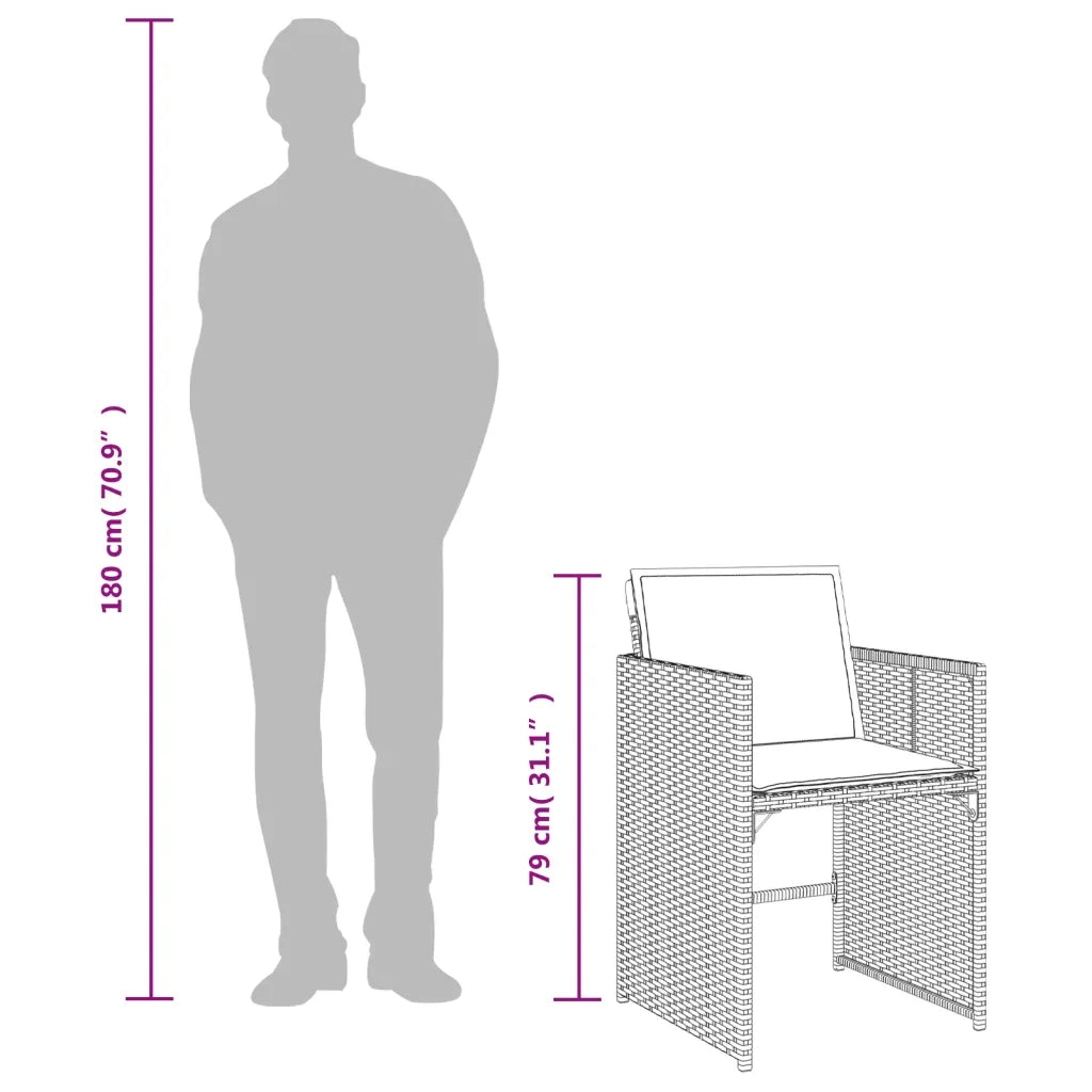 Set da Pranzo da Giardino 9pz con Cuscini Marrone in Polyrattan 3277964
