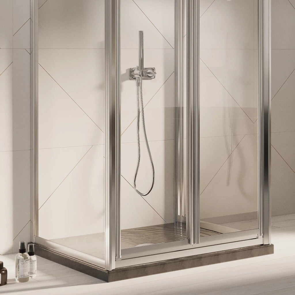 Box Doccia 3 lati 70x75x70CM H198 Cristallo Trasparente 2 Fissi+Saloon 2 Ante Battente 75 mod. West
