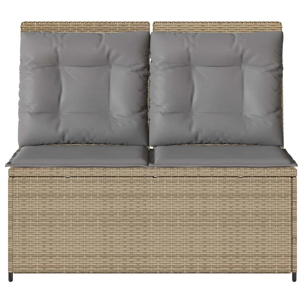 Panca Reclinabile da Giardino con Cuscini Beige in Polyrattan 368967