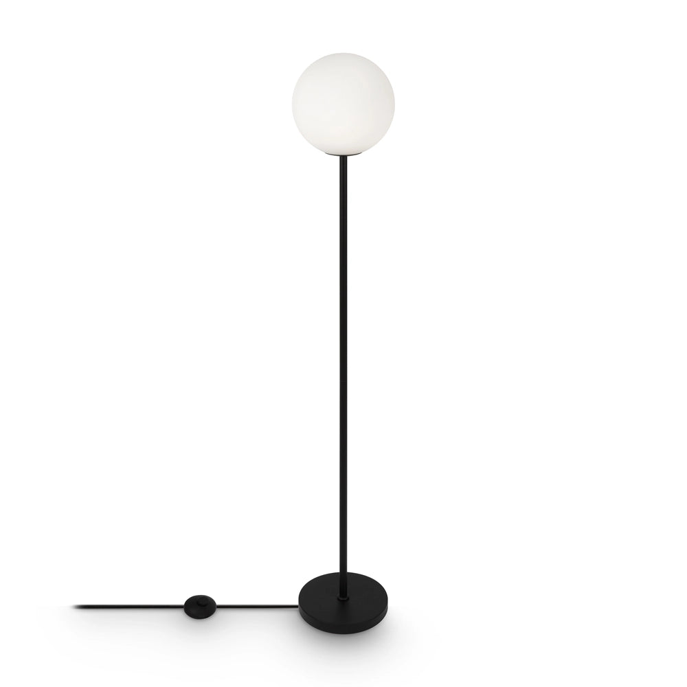 Lampada da terra Maytoni Ring nera globo bianco E27