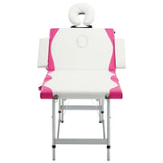 Lettino Massaggio Pieghevole 4 Zone in Alluminio Bianco e Rosa 110250