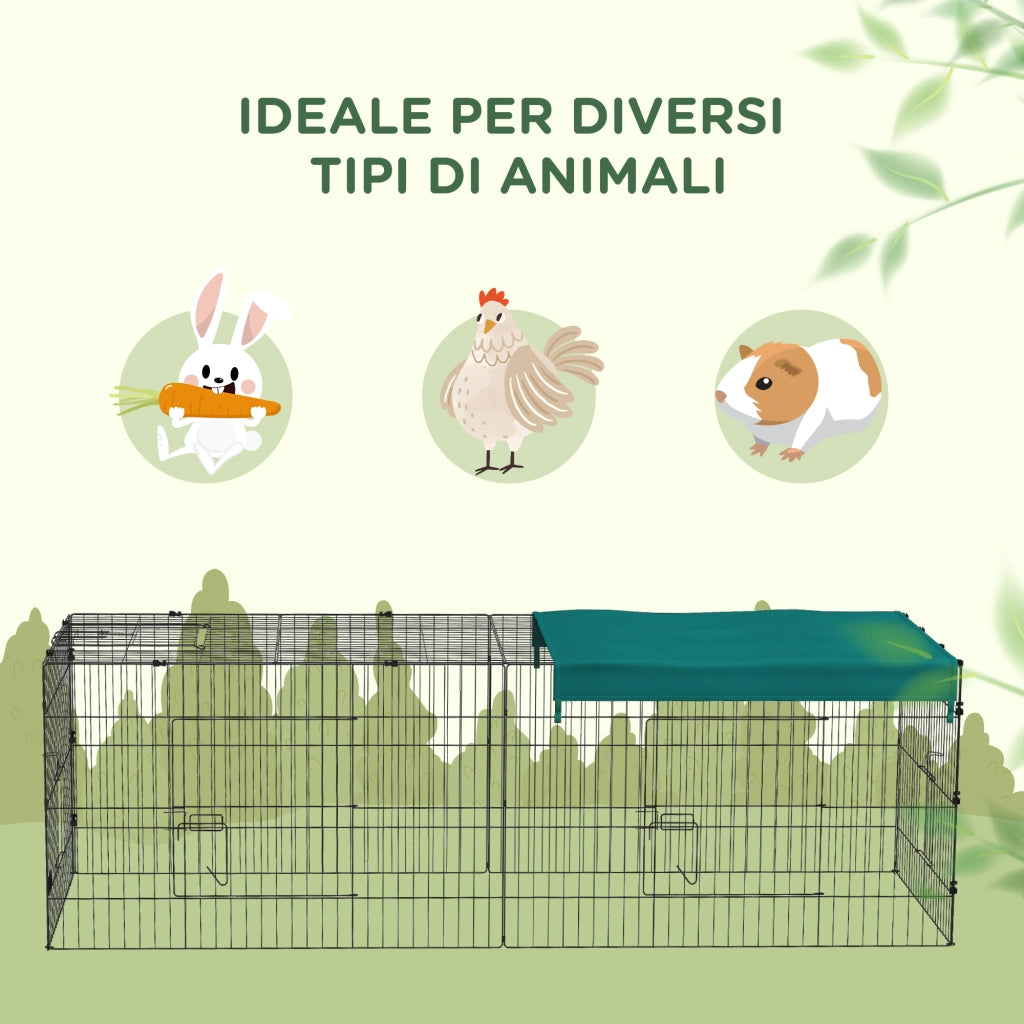 Gabbia per Coniglio ¨C Minimal ¨C Verde Acciaio 220x85x70cm