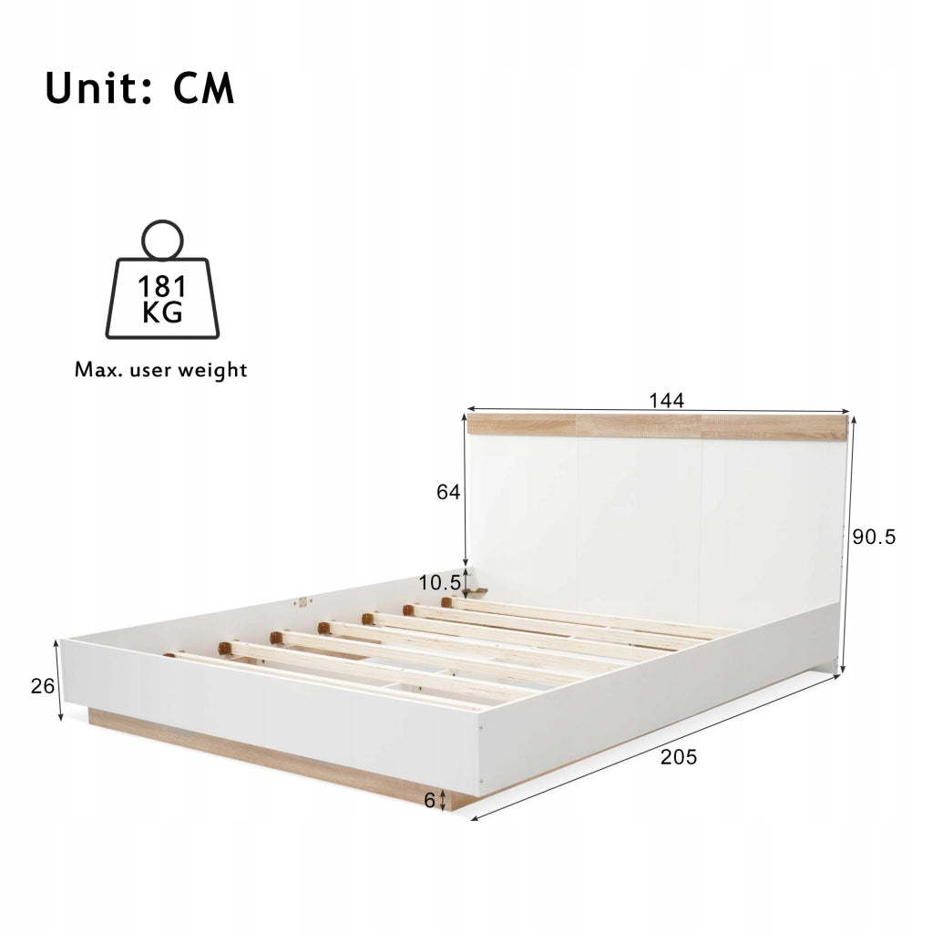 Letto matrimoniale in quercia bianco con testiera - Xylo