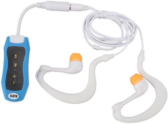 Orecchini da immersione - Riproduzione MP3 a prova d'acqua - 8 ore di riproduzione - Cuffia auricolare blu - Adatto per nuoto e immersioni - Alta fedeltà audio