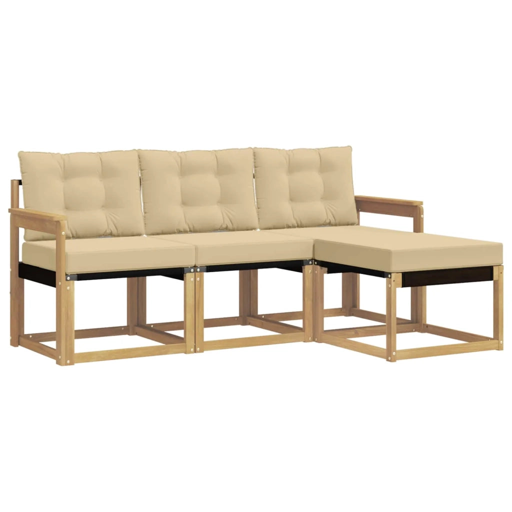 Set di divani da esterno 4 pz Bianco e Beige 3389351