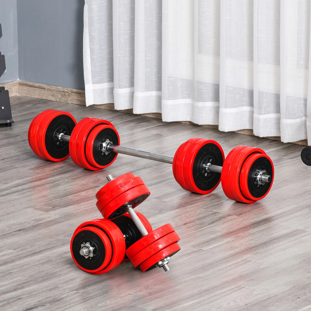 Set manubri 2 in 1 da 30 kg ¨C Minimal ¨C Rosso e nero