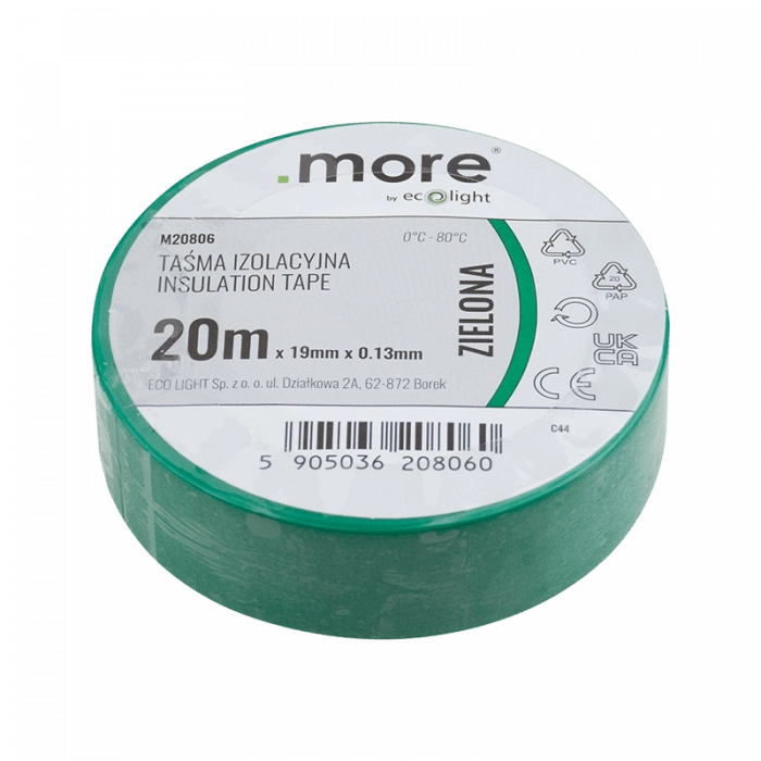 Nastro isolante verde 19 mm x 20 m Ecolight