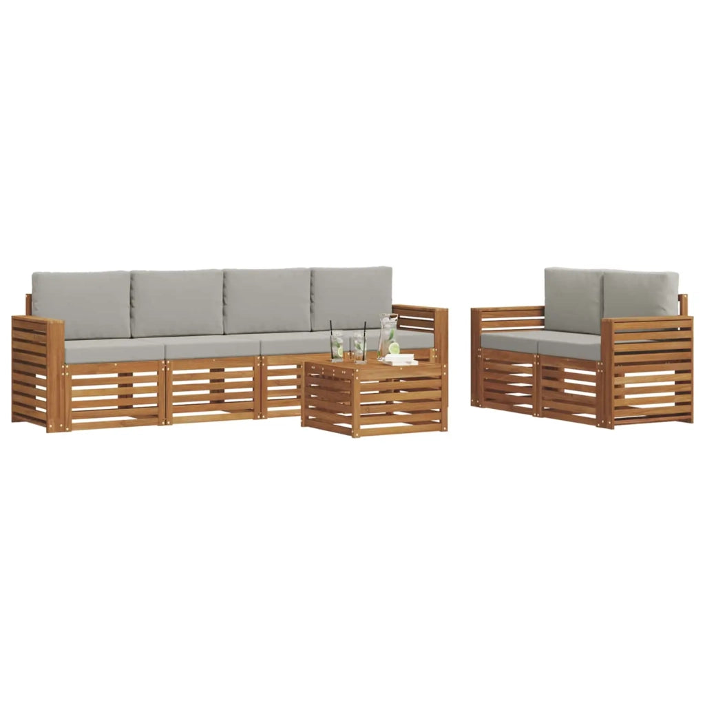 Set di divani da esterno 7 pcs Grigio Naturale e Chiaro 3374416