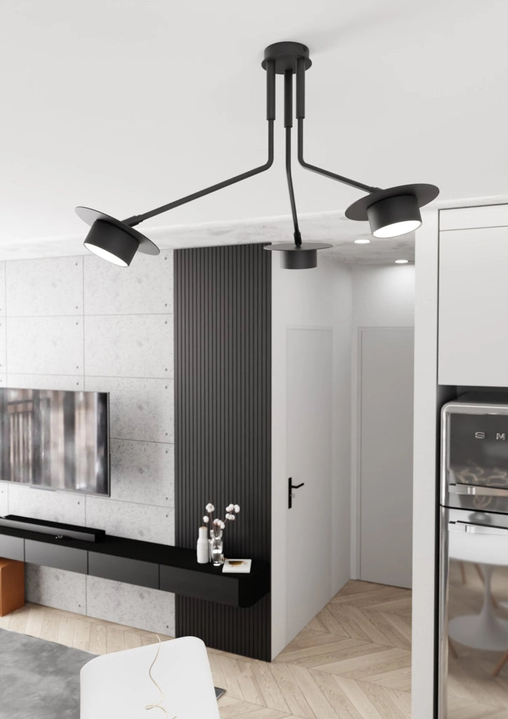 Plafoniera nera bracci geometrici 3xGX53 12W MIZU Emibig