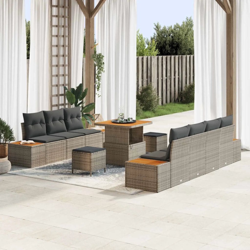 Set Divano da Giardino con cuscino 10 pcs Grigio 3363268