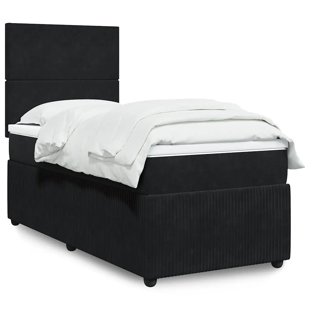 Giroletto a Molle con Materasso Nero 80x200 cm in Velluto 3292186